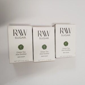Raw Sugar Bar Soap 5oz Green Tea Aloe Soother 3 Pack Vegan Clean Beauty NIB